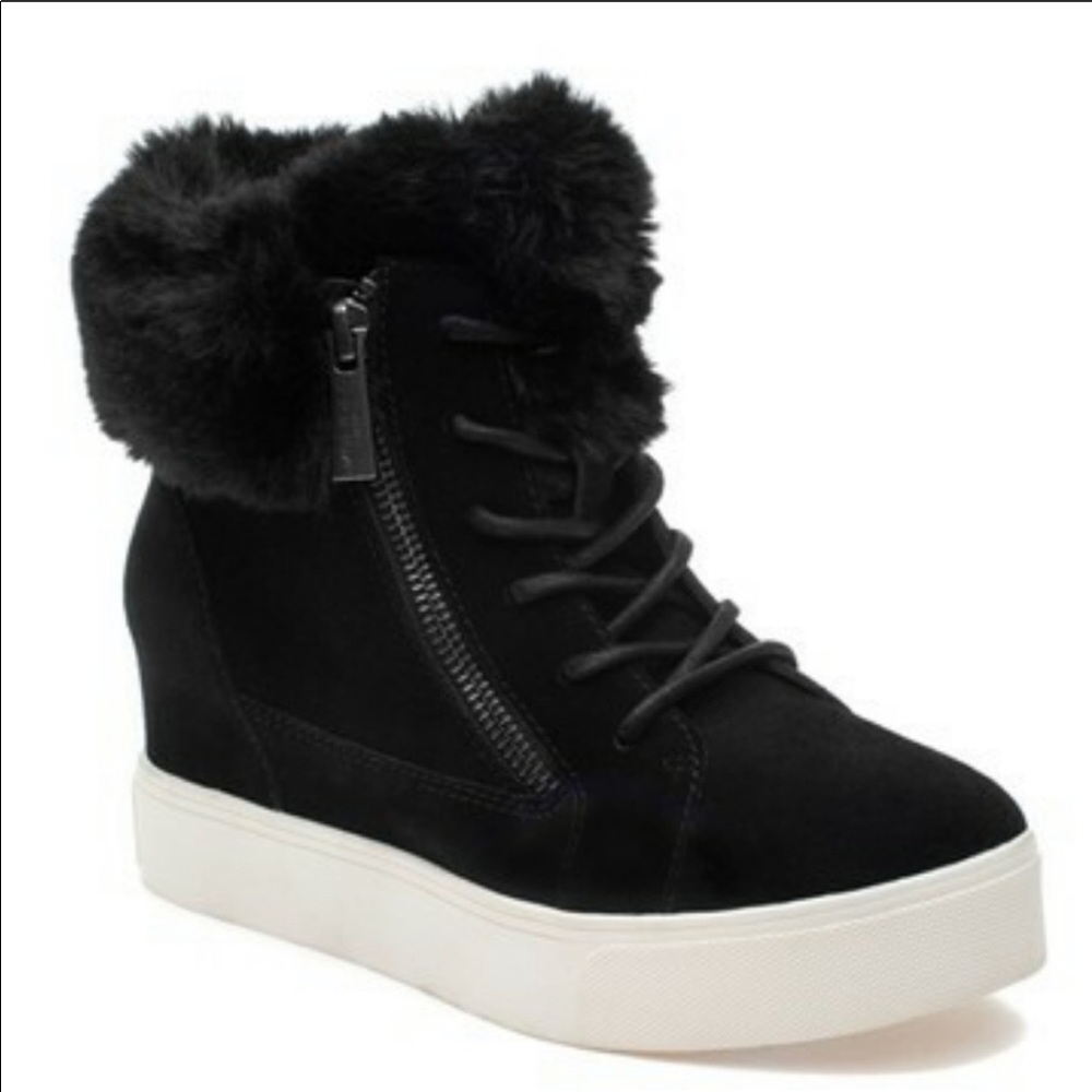 J/Slides Sarah Faux Fur Suede Sneaker Wedge Boot